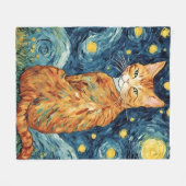 Ginger Tabby Cat in de Sterrennacht Fleece Deken (Voorkant (Horizontaal))