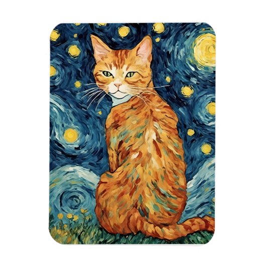 Ginger Tabby Cat in de Sterrennacht Magneet (Verticaal)