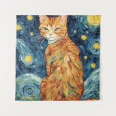 Ginger Tabby Cat in de Sterrennacht Wandkleed (Voorkant)