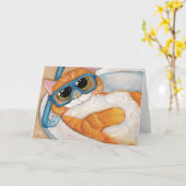 Ginger Tabby Cat met Snorkel in Sink - Cat Art Kaart (Gele Bloem)