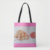 Ginger Tabby Cat Play Roze katten Grocery Canvas t Tote Bag (Voorkant)