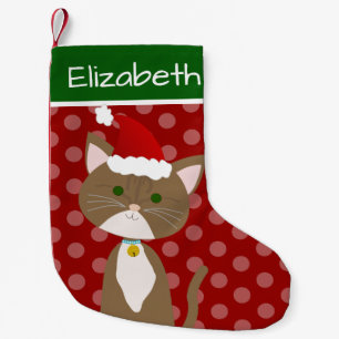Ginger Tabby Cat Small Kerstmis stoppen Kleine Kerstsok