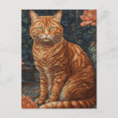 Ginger Tabby Kat en Rozen Briefkaart (Voorkant)