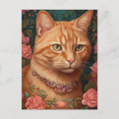 Ginger Tabby Kat en Rozen Briefkaart (Voorkant)