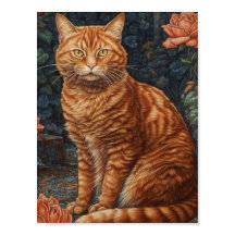 Ginger Tabby Kat en Rozen
