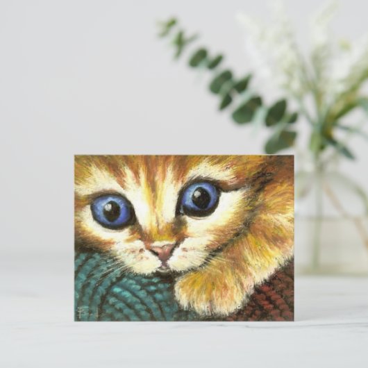 Ginger tabby's spelen met wol briefkaart (Staand voorkant)