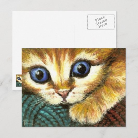 Ginger tabby's spelen met wol briefkaart (Voorkant / Achterkant)