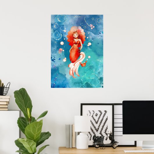 Ginger the Mermaid Poster (Thuiskantoor)