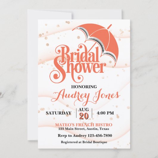 Ginger Umbrella Bridal Shower Invitation Kaart (Voorkant)