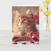 Ginger Valentijn Kitten Kaart (Gele Bloem)