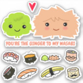 Ginger, Wasabi en Sushi Friends Vinyl Sticker Set (Voorkant)