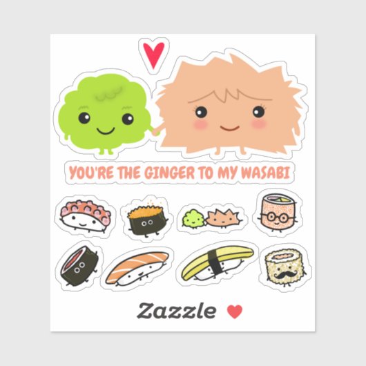 Ginger, Wasabi en Sushi Friends Vinyl Sticker Set (Vel)