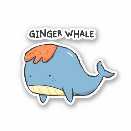 Ginger Whale Pun Die-Cut Sticker (Voorkant)