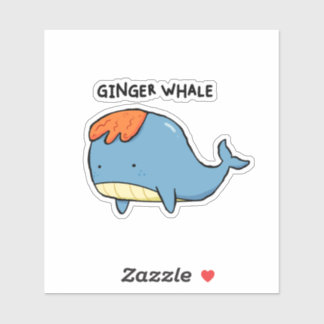 Ginger Whale Pun Die-Cut Sticker