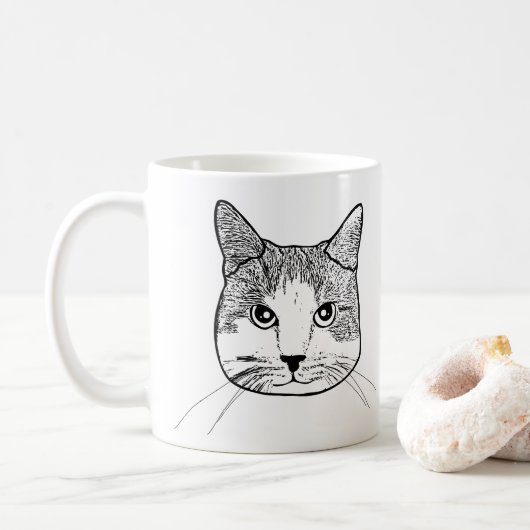 Ginger White Cat gepersonaliseerd Koffiemok (Met donut)