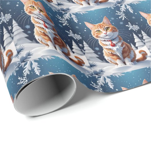 Ginger Winter Kerstkat Cadeaupapier (Rol Hoek)