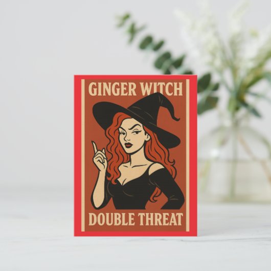 Ginger Witch Double Threat Briefkaart (Staand voorkant)