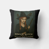 Ginger Witch met haar vliegende wasberen Kussen (Achterkant)