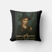 Ginger Witch met haar vliegende wasberen Kussen (Voorkant)