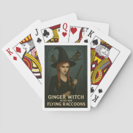 Ginger Witch met haar vliegende wasberen Pokerkaarten