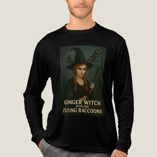 Ginger Witch met haar vliegende wasberen Tri-Blend Shirt (Voorkant volledig)