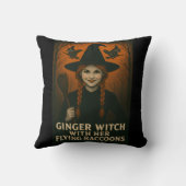 Ginger Witch met haar vliegende wasberen V2 Kussen (Achterkant)