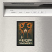 Ginger Witch met haar vliegende wasberen V2 Magneet (Insitu (Vaatwasser))