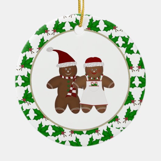 Gingerbead Couple met Holly Ornament (Voorkant)