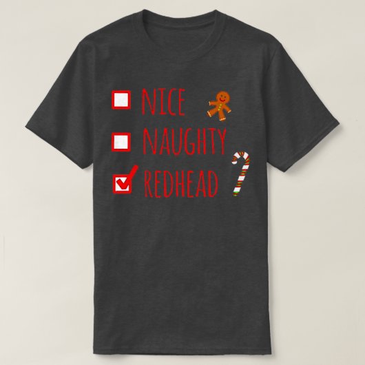 Gingerbeard Nice Naughty Redhead T-shirt (Design voorkant)