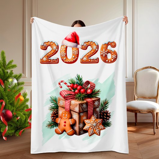 Gingerbread 2026 Holiday Christmas  Fleece Deken