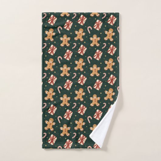 Gingerbread and Peppermint Christmas Pattern Bad Handdoek (Handdoek)