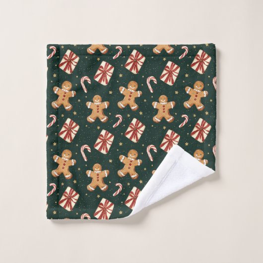 Gingerbread and Peppermint Christmas Pattern Bad Handdoek (Wasdoekje)