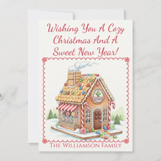 Gingerbread Apothecary Christmas Kaart Healthcare (Voorkant)