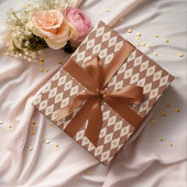 Gingerbread Argyle Neutraal Patroon Vakantie Cadeaupapier