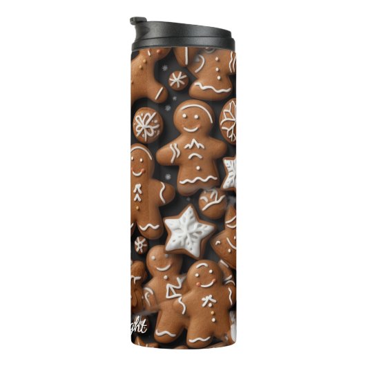 Gingerbread Army Holiday Pattern Thermosbeker (Geroteerd rechts)