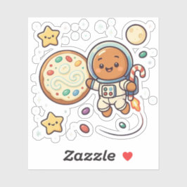 Gingerbread Astronaut Christmas Cute Space Holiday Sticker