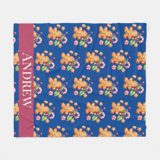 Gingerbread Baby Candy Cane Christmas Fleece Deken (Voorkant (Horizontaal))