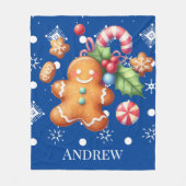 Gingerbread Baby Candy Cane Kerstmis Fleece Deken (Voorkant)