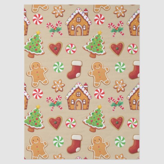 Gingerbread Baby Christmas Girft Wrapping Paper Tissuepapier (Voorkant)
