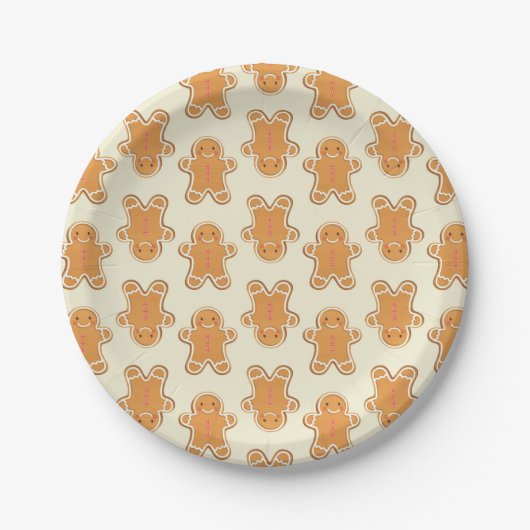 Gingerbread Baby Cookies Paper Plates Christmas Papieren Bordje (Voorkant)