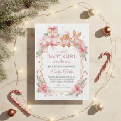 Gingerbread Baby Girl Shower Invitation Christmas Kaart