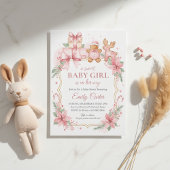 Gingerbread Baby Girl Shower Invitation Christmas Kaart