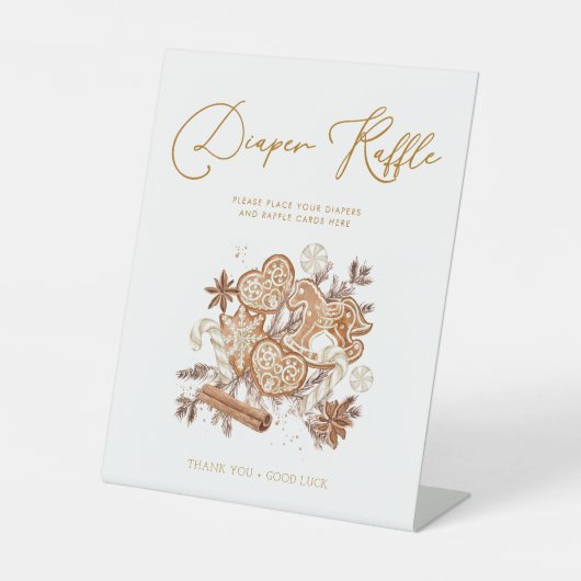 Gingerbread Baby Luier Raffle Baby shower Teken Reclamebord Met Voetstuk (Voorkant)