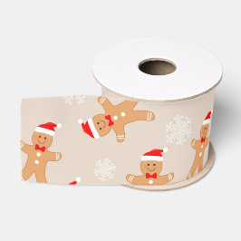 Gingerbread Baby met Kerstmuts Print Grosgrain Lint