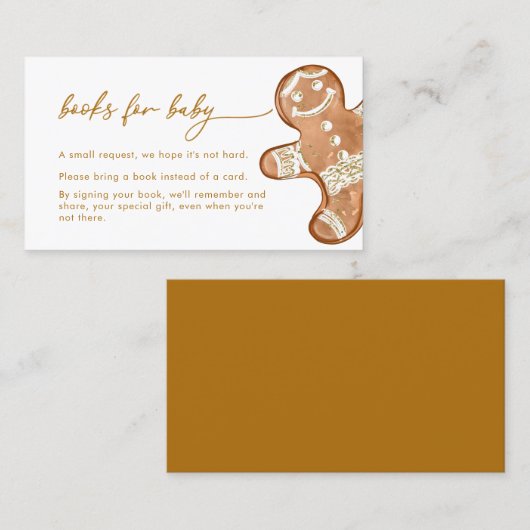 Gingerbread Baby shower Boeken voor Baby Kaart Visitekaartje (Voorkant / Achterkant)