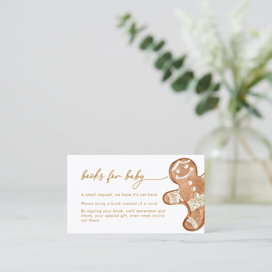 Gingerbread Baby shower Boeken voor Baby Kaart Visitekaartje (Staand voorkant)