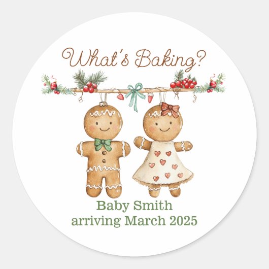 Gingerbread Baby shower gender onthult stickers (Voorkant)