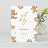 Gingerbread Baby shower Invitation Winter Kaart (Staand voorkant)