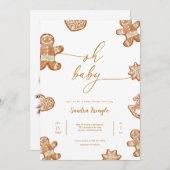 Gingerbread Baby shower Invitation Winter Kaart (Voorkant / Achterkant)