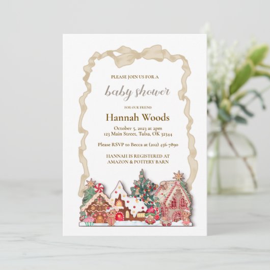 Gingerbread Baby shower Kaart (Staand voorkant)